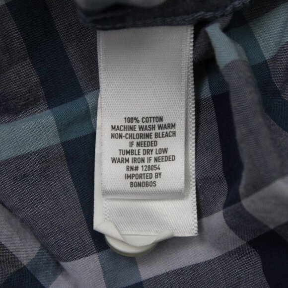 Bonobos Shirt Mens Large Blue Plaid Slim Fit 100% Cotton Long Sleeve Button - Picture 9 of 14